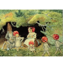 Mushroom Children at Home Postcard