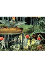 Mushroom Children in the Pond Postcard