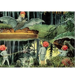 Mushroom Children in the Pond Postcard