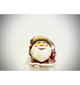 Carved Wood Santa with Tree and Sack (Red)