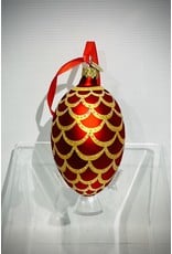 Romanov 1900 Red Pine Cone Glass Egg Ornament