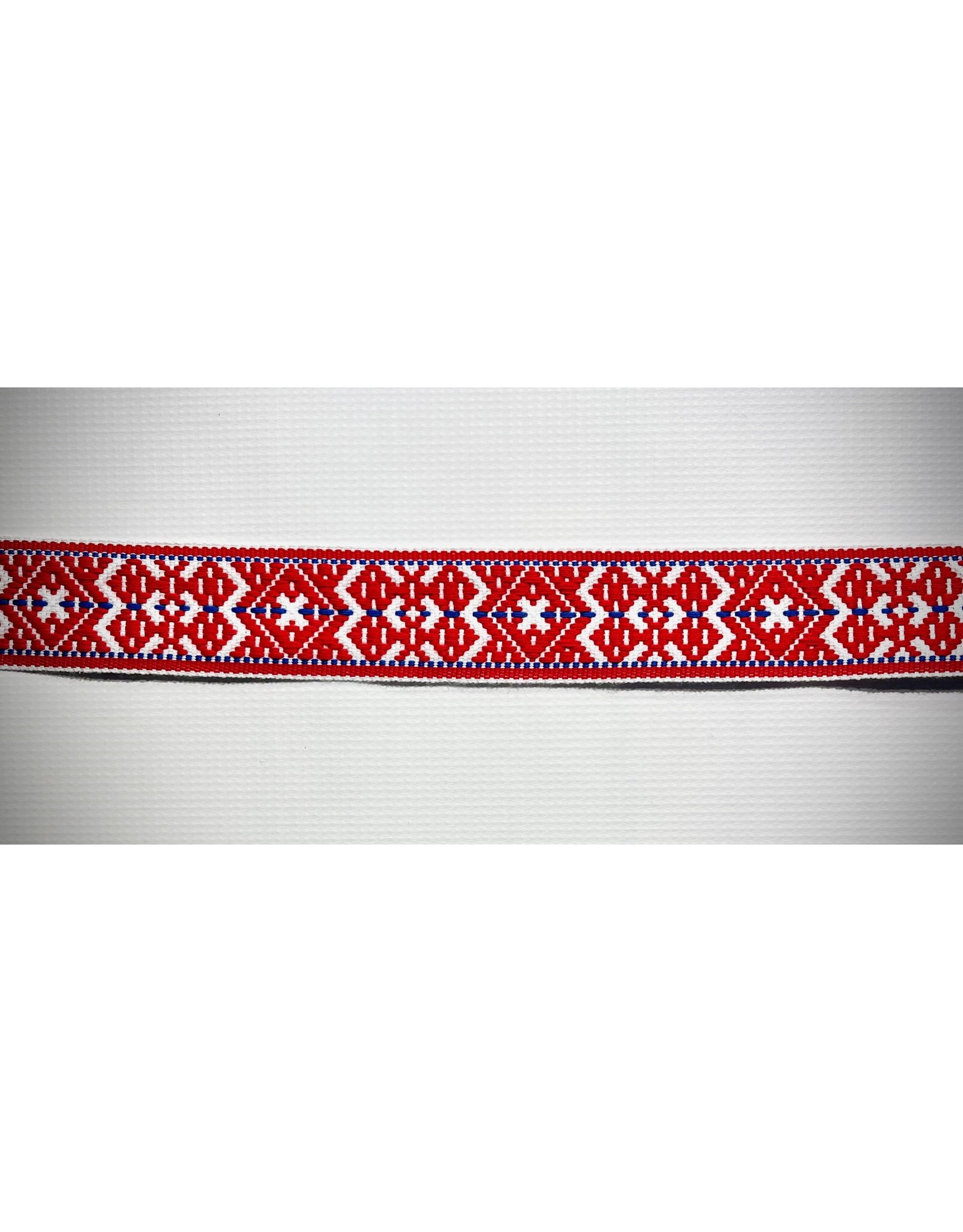 Slavic Folk Art Ribbon Red with Blue (2 1/4")