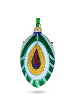 Peacock Feather Glass Egg Ornament