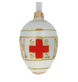 Glass Faberge Egg Ornament (Red Cross 1915)