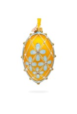 Blue Flowers on Gold Glass Imperial Egg Ornament