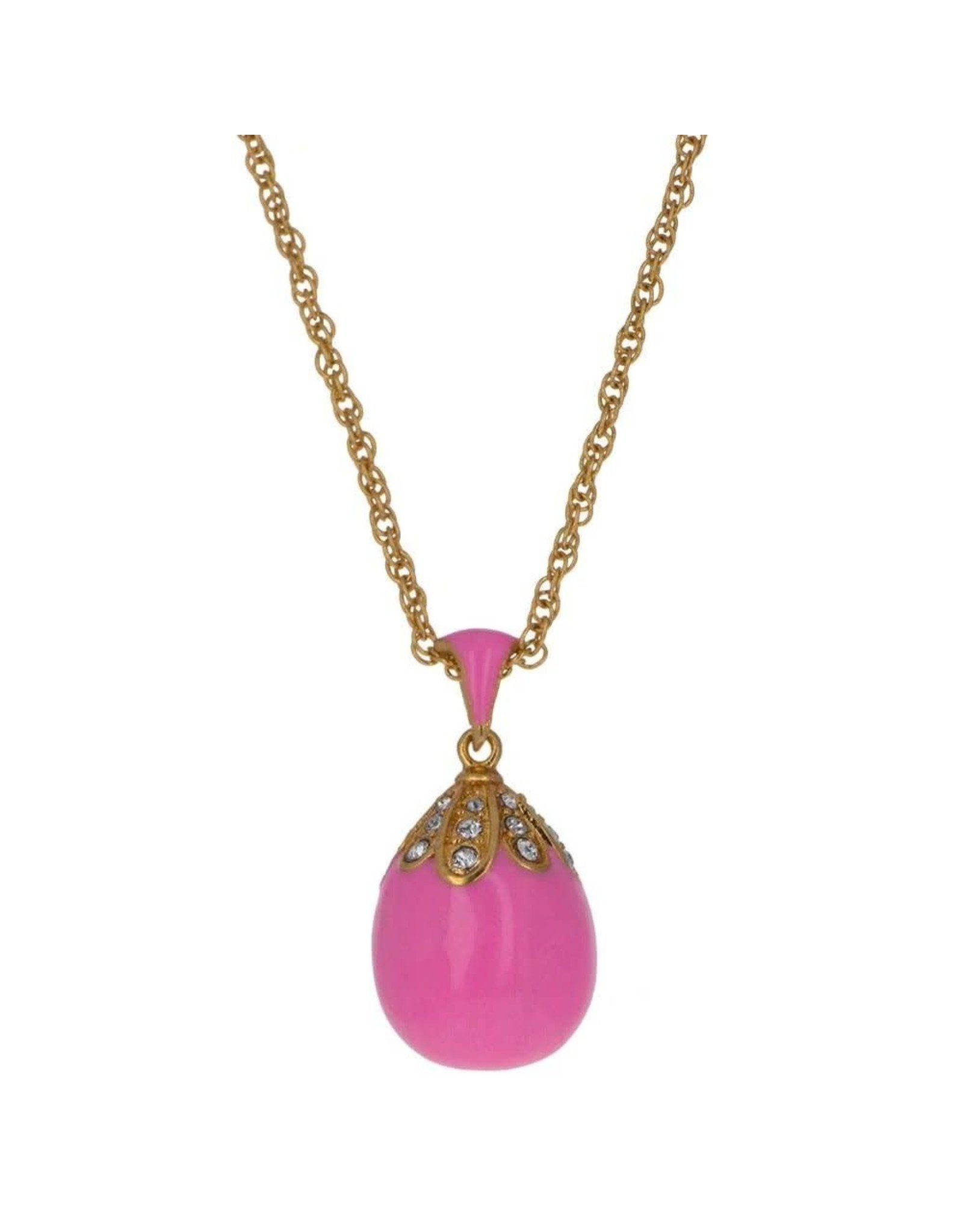 Imperial Egg Pendant Necklace "Enameled Pink"