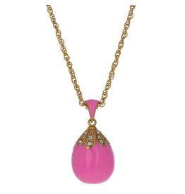 Imperial Egg Pendant Necklace "Enameled Pink"