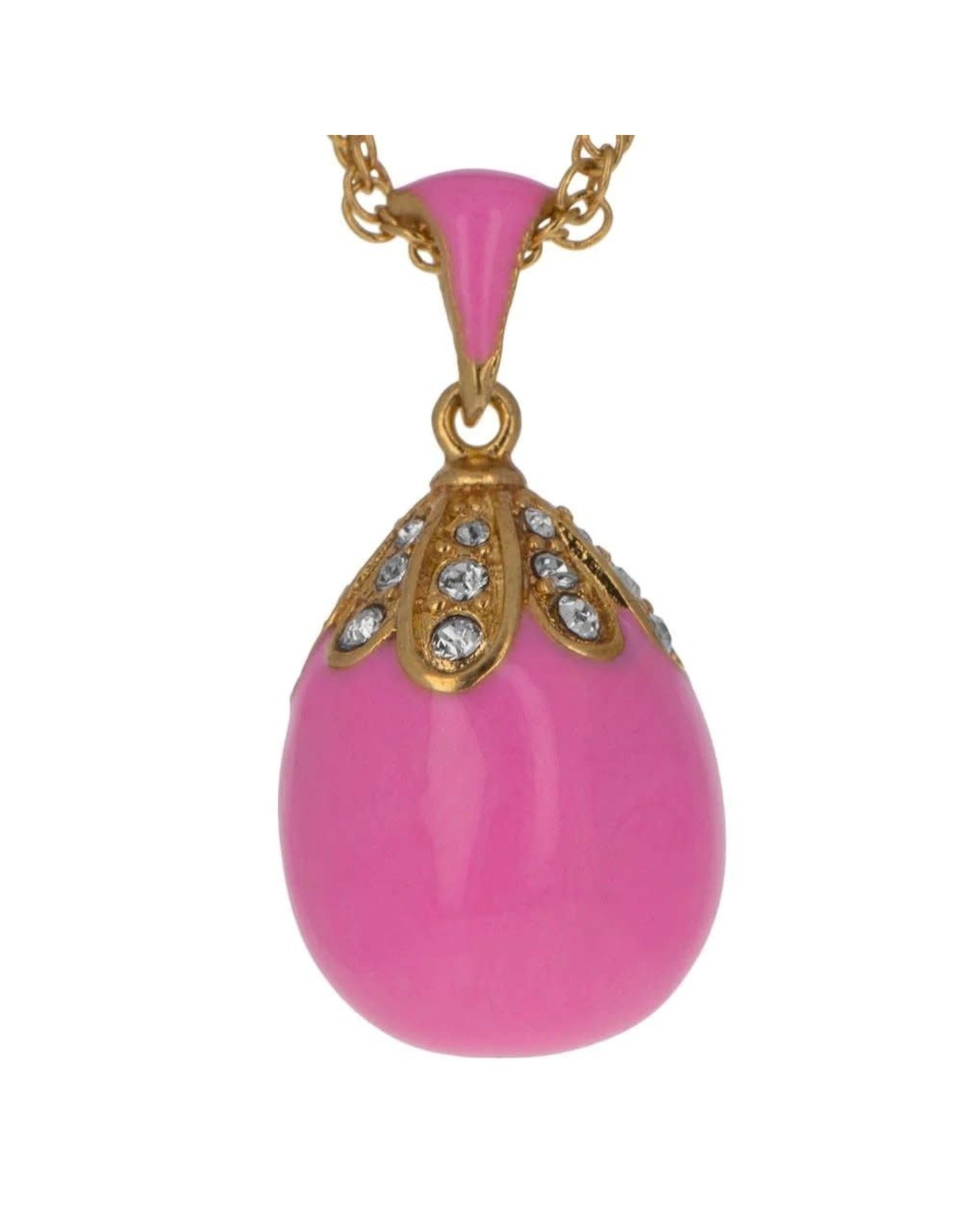 Imperial Egg Pendant Necklace "Enameled Pink"