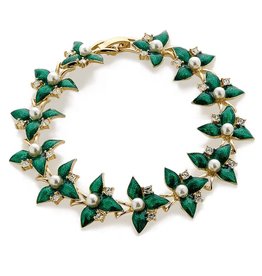 Fabergé Inspired "Emerald Blossom" Bracelet, 7.5"