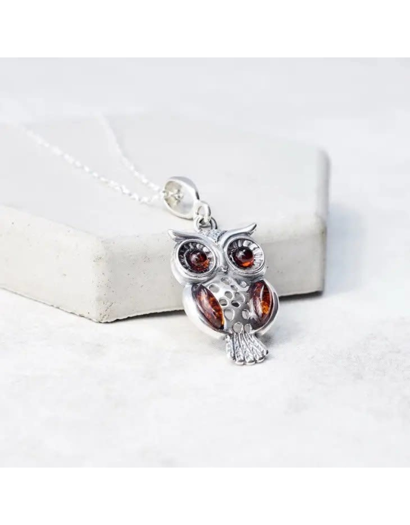 Retro Owl Amber And Sterling Pendant Necklace Tmora Shop 3766