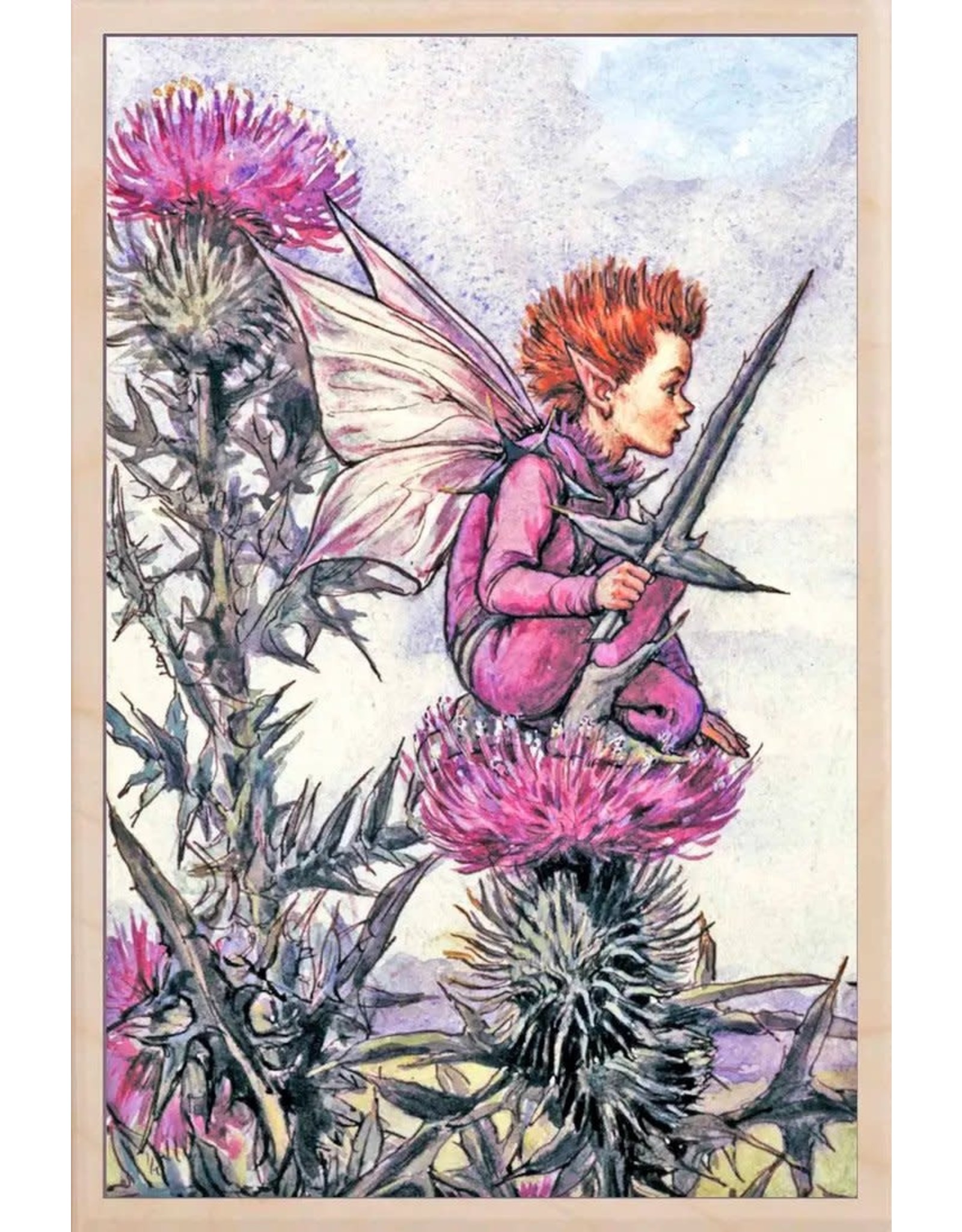 The Thistle Fairy Wooden Postcard