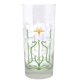 Art Nouveau White Iris Tall Glass