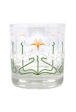 Art Nouveau White Iris Lowball Glass