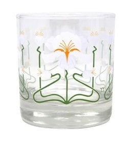 Art Nouveau White Iris Lowball Glass