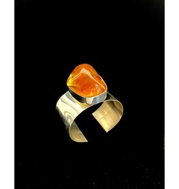 Lux Solid Sterling & Baltic Amber Cuff Bracelet