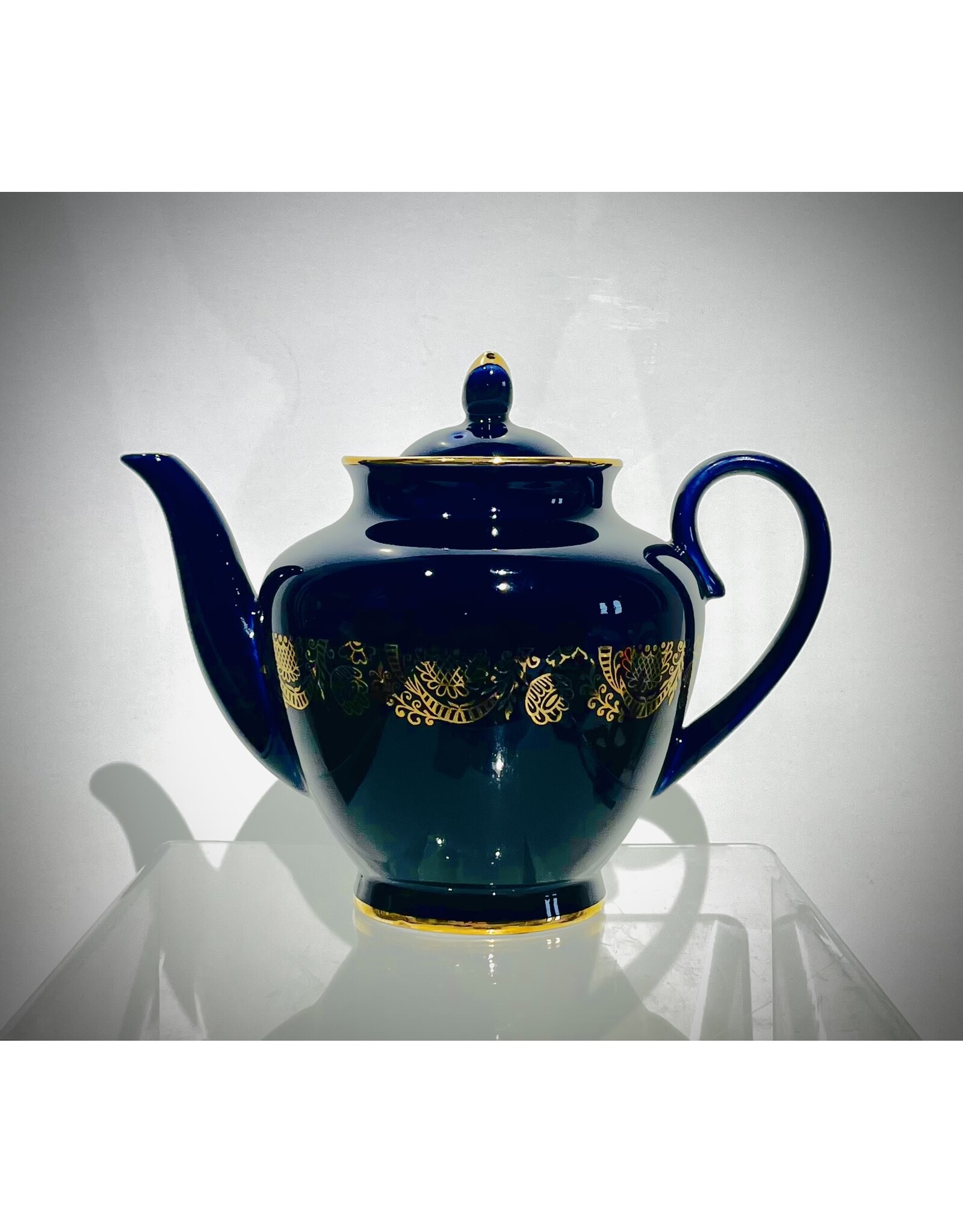Vintage Lomonosov Cobalt with Gold Teapot