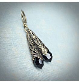 Art Deco Drop Earrings (Black)