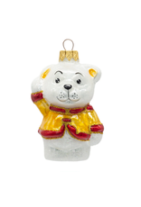Waving Bear Cub Glass Ornament