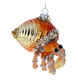 Sparkle Encrusted Crab Glass Ornament