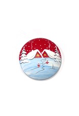 Estonian Hand Painted Winter Magnet in Red