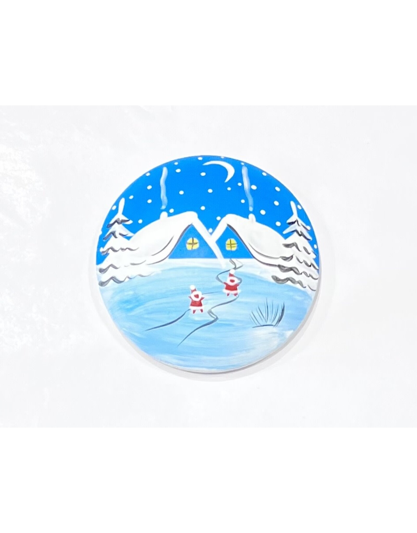 Estonian Hand Painted  Winter Magnet in Blue