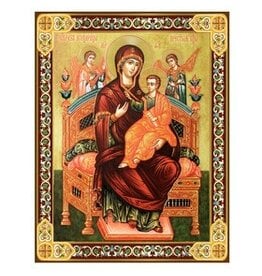 Virgin Mary Queen (Tsaritsa) of All - Refuge of Cancer Suffers Gold Foil Wooden Small Icon