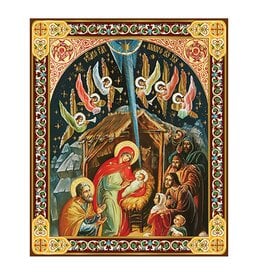 Nativity of Christ Angels Gold Foil Wooden Small Icon