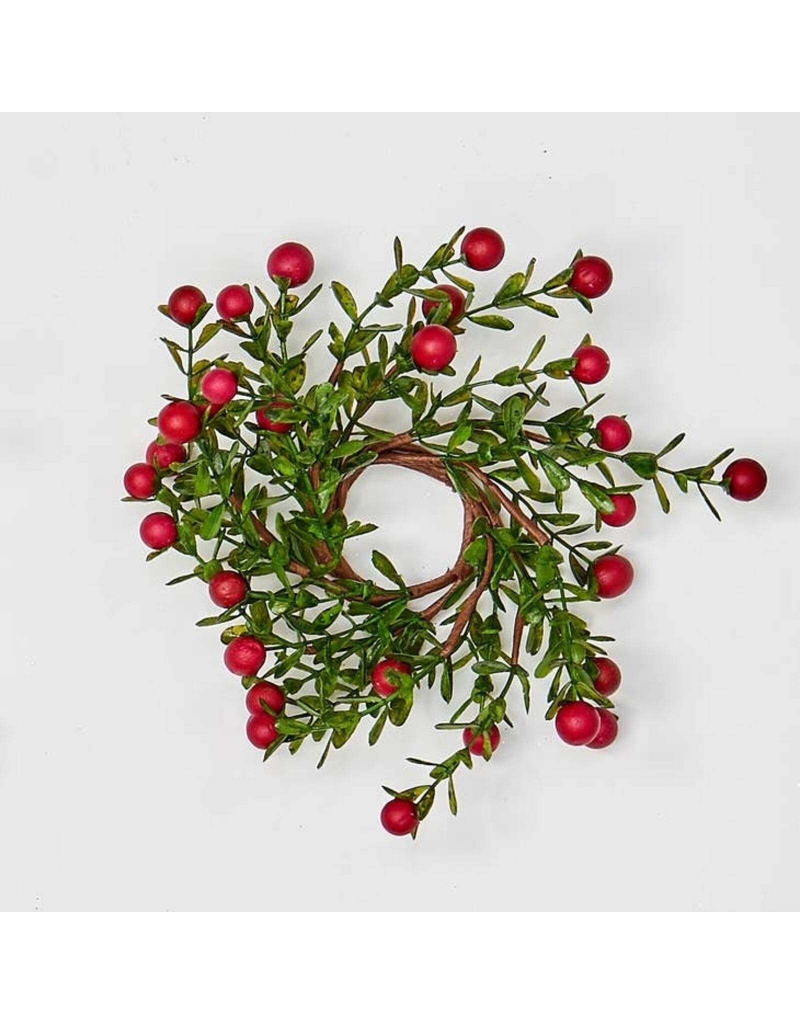 Boxwood and Berry Candle Ring 2.75"