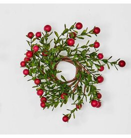 Boxwood and Berry Candle Ring 2.75"