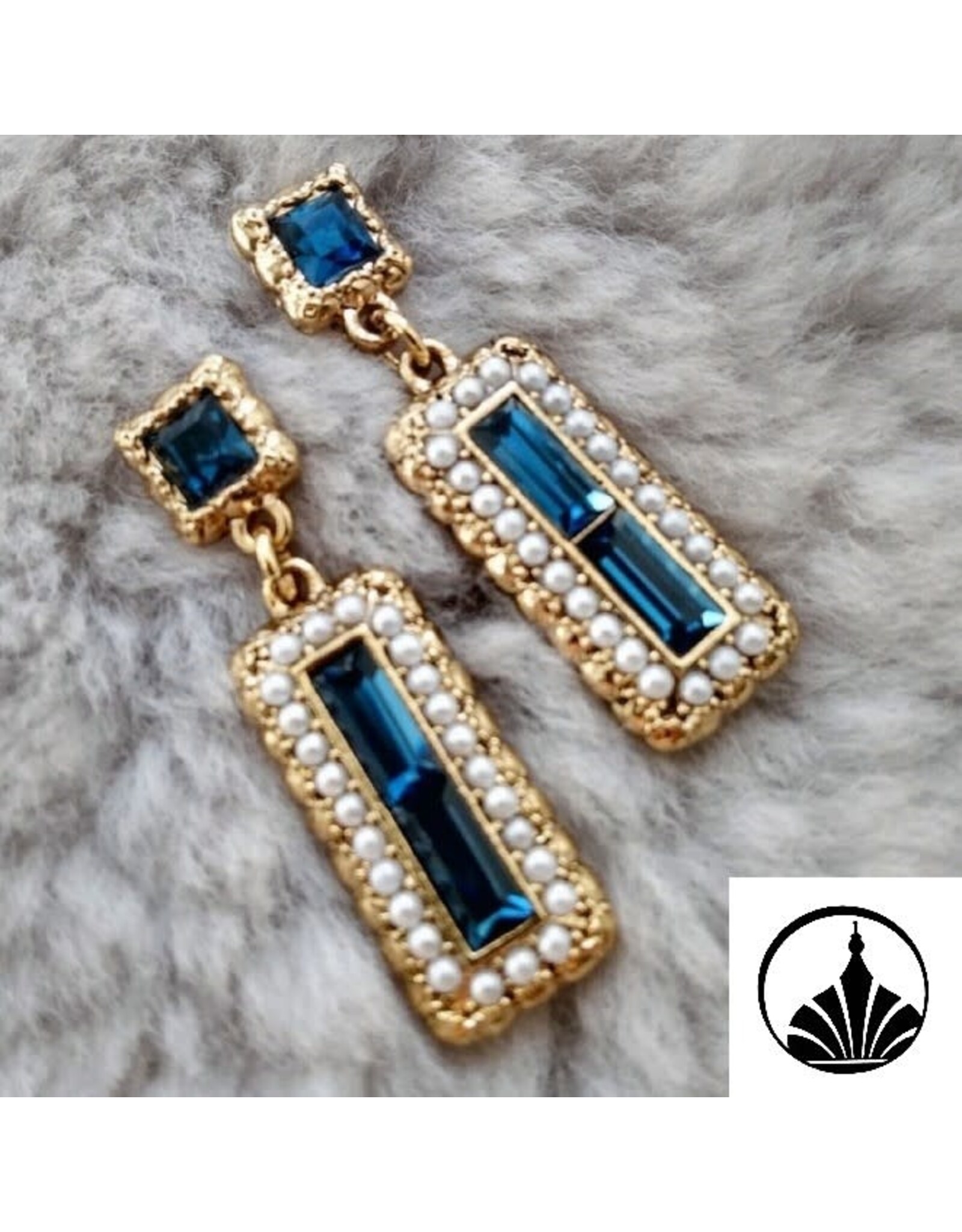 Imperial Sapphire w/ Pearl Dangle Earrings