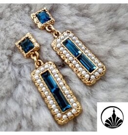 Imperial Sapphire w/ Pearl Dangle Earrings