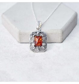 Victorian Filligree  Baltic Cognac Amber Pendant