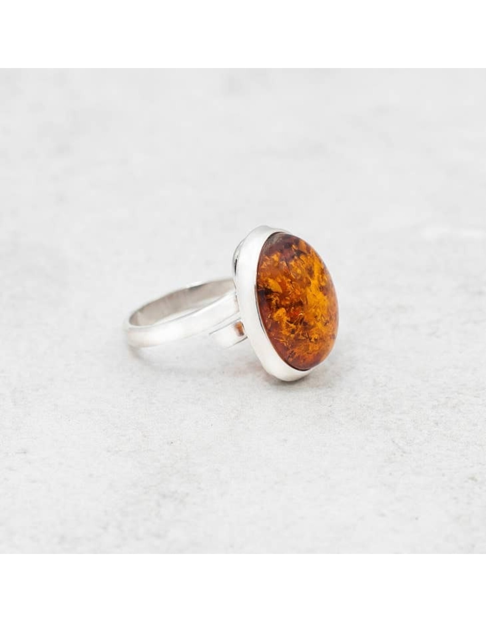 Baltic Cognac Amber 925 Silver Ring "Finesse"