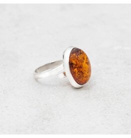 Baltic Cognac Amber 925 Silver Ring "Finesse"