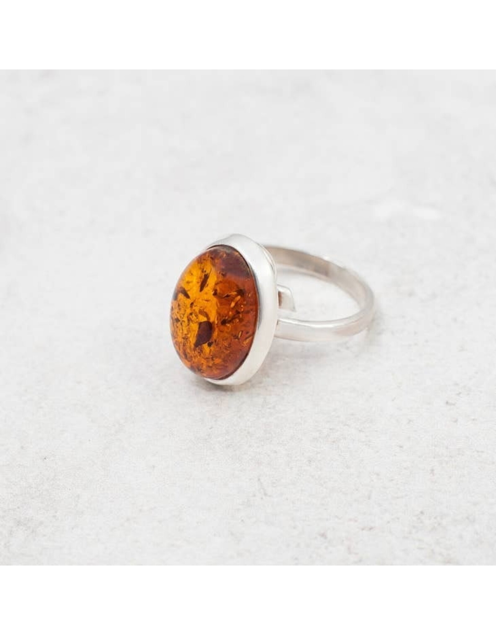 Baltic Cognac Amber 925 Silver Ring "Finesse"