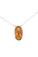 Natural Baltic Amber Pendant in 925 Sterling Silver Necklace