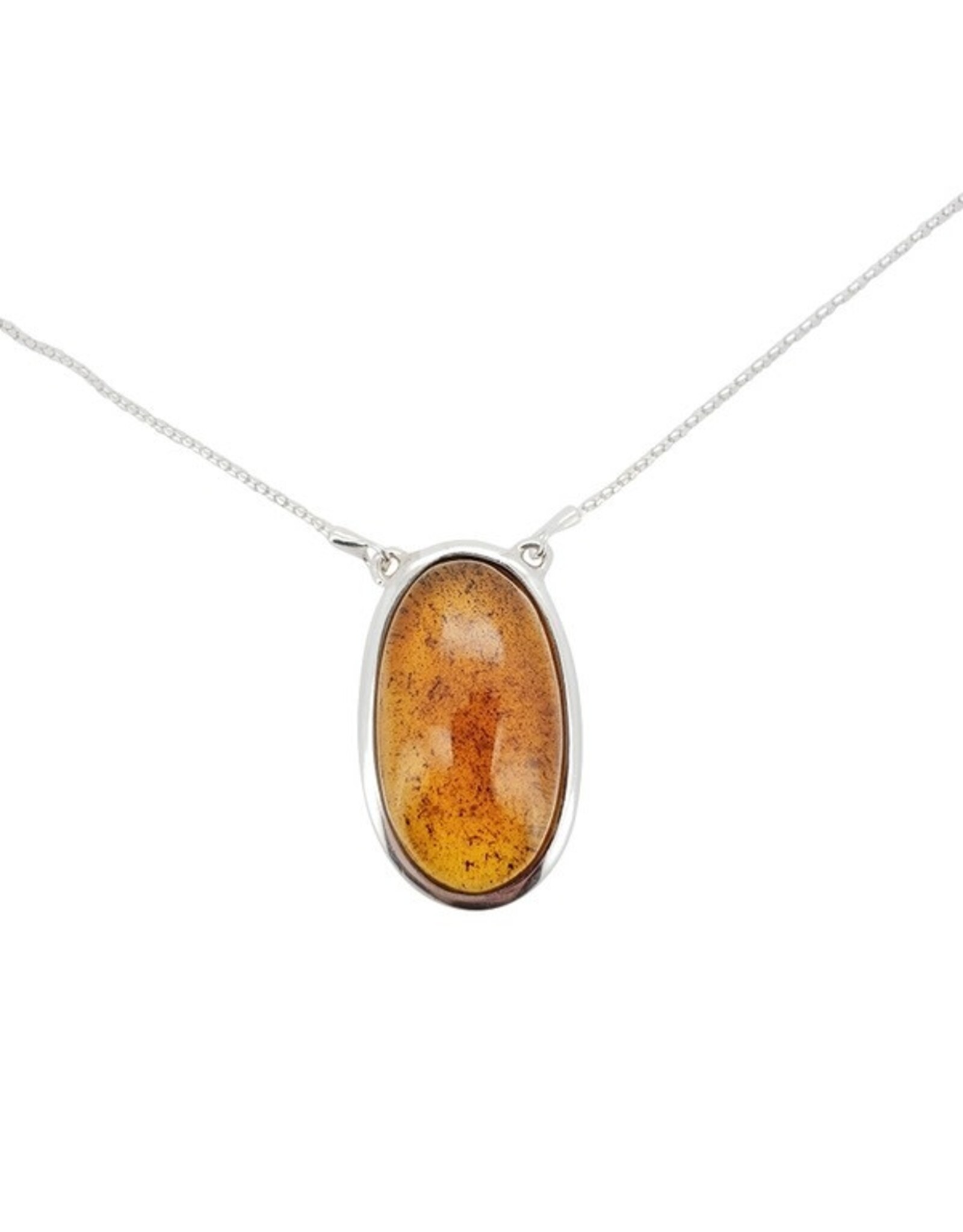 Natural Baltic Amber Pendant in 925 Sterling Silver Necklace