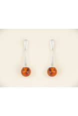Baltice Amber Sterling Silver Earrings Small Round Drop