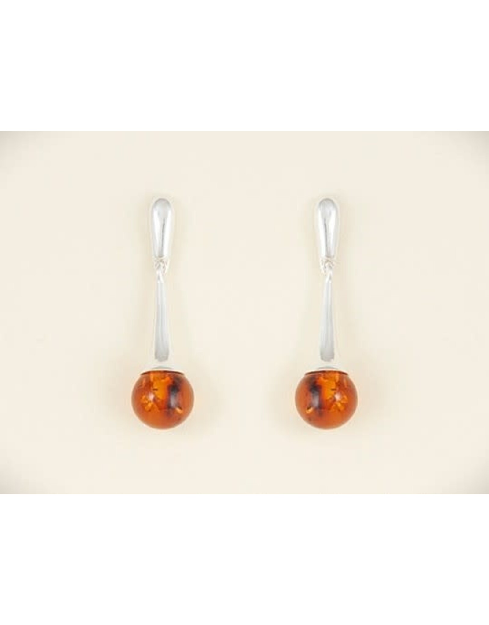 Baltice Amber Sterling Silver Earrings Small Round Drop
