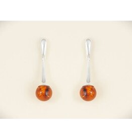 Baltice Amber Sterling Silver Earrings Small Round Drop