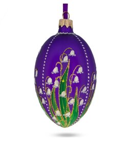 Lily of the Valley on Purple Glass Egg Ornament