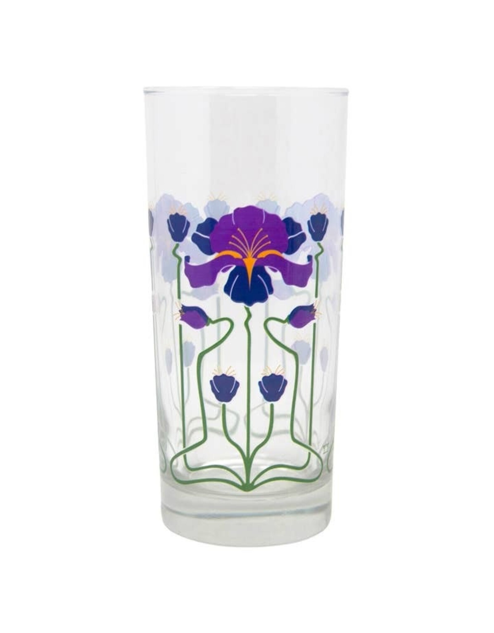 Art Nouveau Purple Iris Tall Glass