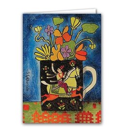 Folk Mug and Flowers Blank Card