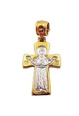 Sterling Silver Gold Gilded Reversible Icon Cross Crucifix & Mother of God