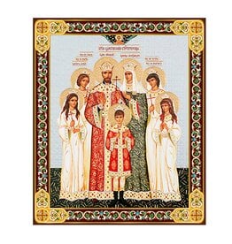 Romanov Family Gold Foil Orthodox Wooden Icon