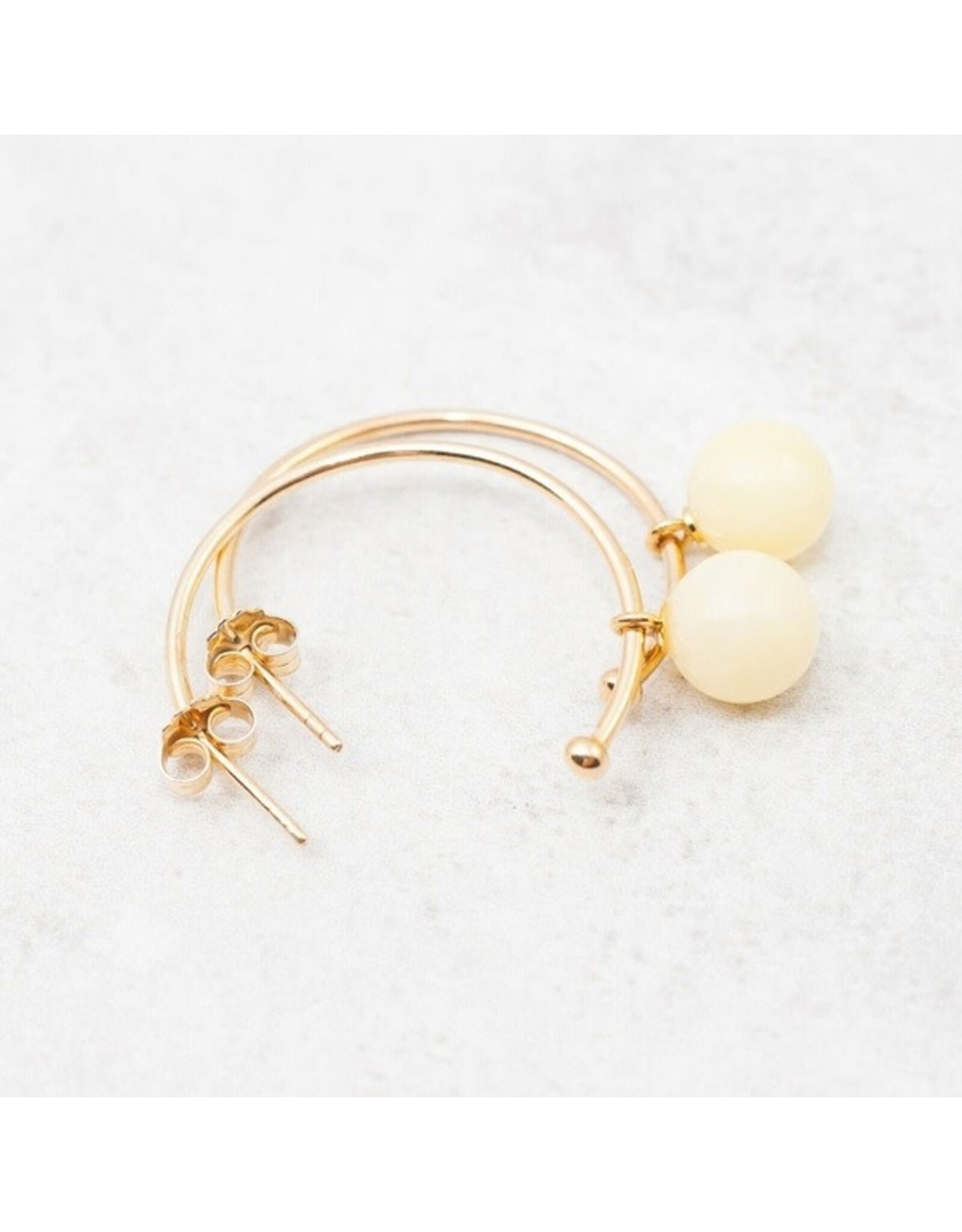 Butterscotch Amber925 Sterling Silver Gold Plated Hoop Earrings