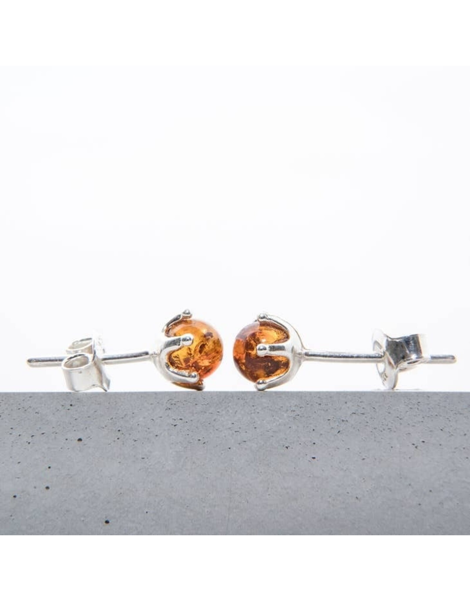 Baltic Cognac Amber 925 Sterling Silver Studs