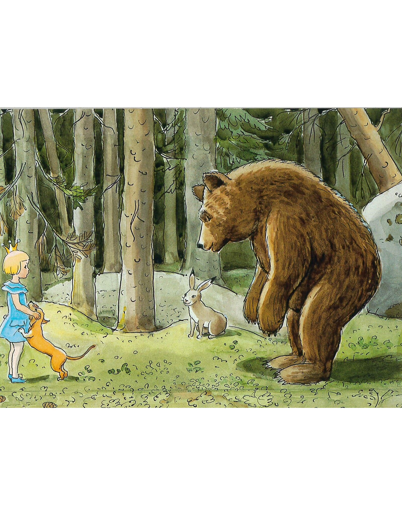 Bear and Rabbit in Forest Postcard