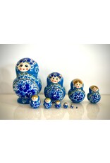 Hand-Painted Blue  Matryoshka 10 Piece