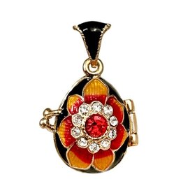 Faberge Inspried Imperial Sunflower Locket Pendant Necklace